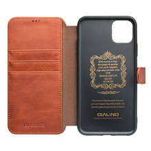 Capa tipo carteira para iphone, capa dobrável de couro genuíno, feita em couro de vaca natural, para modelos iphone 11 pro max 5.8 6.1 6.5 2024 - compre barato