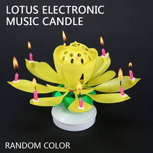 Mayitr 1pc Double Layer Lotus Electronic Music Candle Blossom Musical Rotating DIY Cake Decoration For Party 2024 - buy cheap