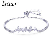 Erluer-pulsera ajustable de mariposa para mujer, brazalete de plata, Circonia cúbica, encantador estado de ánimo, Animal 2024 - compra barato