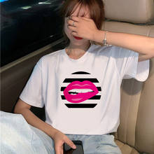 New Summer Top Tee Red Mouth Lip Kiss printed t shirt women 90s Graphic T-shirt Harajuku Tops Tee Cute Short Sleeve tshirt 2024 - buy cheap