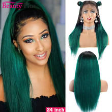 Green 13x4 Lace Front Wig Glueless Straight Brazilian Remy Human Hair Ombre Teal 13x1 T Part Transparent Lace Human Hair Wigs 2024 - buy cheap