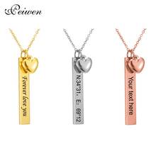 Personalized Bar Pendant Necklace With Heart Stainless Steel Engrave Name Necklaces Custom Nameplate Lettering Choker Colar Gift 2024 - buy cheap