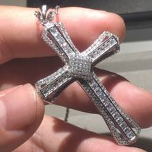 New 925 Silver Exquisite Bible Jesus Cross Pendant Necklace Women Men fine Jewelry Crucifix Charm Simulated Diamond platinum 2024 - buy cheap