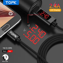 TOPK 2.4A (макс.) дисплей напряжения и тока, нейлоновый Плетеный алюминиевый корпус, кабель Micro USB для Samsung Xiaomi HTC 2024 - купить недорого