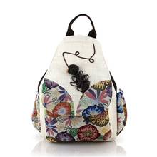 Nice vintage string appliques traveller backpacks women!Hot Bohemian floral prints lady casual backrack Top-sale canvas backruck 2024 - buy cheap