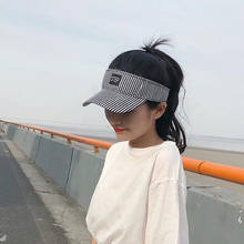 2021 New Beach Sun Visor Hat UV Protection Korean Fashion Visor Cap INS Summer Hat For Women Navy Stripe Unisex Tennis Caps 2024 - buy cheap