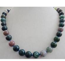 Fashion jewelry Free Shipping  Beautiful 10mm multicolor India agate gemstones round necklace 18 "AAAA+ 2024 - buy cheap
