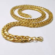 18''-40'' 11mm wide High Quality Mens Stainless Steel Fashion Double Curb Link Chain necklace Gold Hip-Hop 2024 - buy cheap