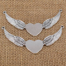 1pcs 89x50mm Silver Color Heart Shaped Wings Charms for Jewelry Making Findings Pendants Fit DIY Necklace Handmade Craft 3565 2024 - buy cheap