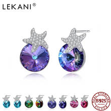 LEKANI 925 Sterling Silver Shinning Stars Earrings For Women Austria Multicolor Crystal Classic Party Fine Jewelry 2021 On Sale 2024 - buy cheap