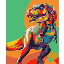 Pintura por número 40x50 50x65cm cor tyrannosaurus animal parede arte presente diy imagens por números kits de lona decoração para casa 2024 - compre barato