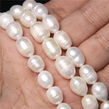 10-11mm High Quality Freshwater Pearl Beads Oval Large Natural White Pearl Punch Bead for Jewelry Making Supplies DIY Craft 14" 2024 - buy cheap