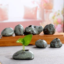 Мини Керамическая Маленькая ваза украшение творческий дом ретро культура воды Медный зеленый цветок 2024 - купить недорого