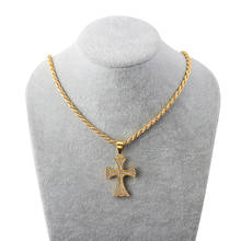 Punk 316L Stainless Steel Rope Chain Cross Pendant Necklace For Women Men Gold Silver 2021 Fashion Twist Link Chains Jewelry 2024 - buy cheap