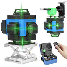 Лазерный уровень 4D, самонивелирующийся зеленый лазер с 16 горизонтальными и вертикальными линиями зеленого цвета на 360 градусов с дистанционным управлением через приложение 2024 - купить недорого
