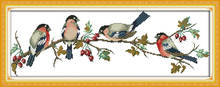 Bullfinches cross stitch kit 14ct 11ct pre stamped canvas cross stitching animal lover embroidery DIY handmade needlework 2024 - buy cheap