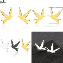 yiusatr Cute Bird Stud Earrings Black Color Stainless Steel Earrings Sweet Animal Earring For Women Peace Party Fine Bijoux Gift 2024 - buy cheap