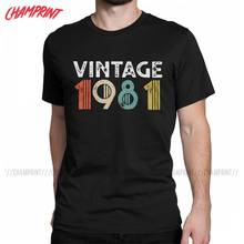 Vintage 1981 40th Birthday Men T Shirt Fun Tee Shirt Short Sleeve O Neck T-Shirts Cotton New Arrival Tops 2024 - buy cheap