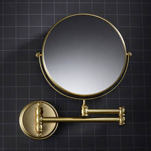 Brushed Gold Soild Brass Bath Mirror 8 Inches Makeup Magnifying Mirror Folding Retractable Double Faced Bathroom Hardware Black 2024 - buy cheap