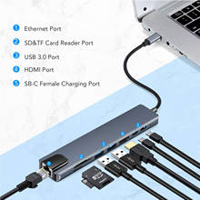 Estación de acoplamiento tipo c, adaptador USB C, HDMI, Conector de 3,5mm, Audio SD, TF, HDMI, VGA, RJ45, USB3.0, para MacbookPRO 2024 - compra barato