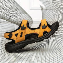 Sandálias de couro genuíno homens verão sapatos casuais moda tamanho grande confortável sandálias de praia leve antiderrapante sapatos de água 2024 - compre barato