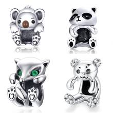 Cuentas de koala de plata esterlina 100% para mujer, accesorio compatible con pulsera Pandora original, fabricación de joyas, regalo, 925 2024 - compra barato