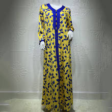 Абайи из дубай, Турция мусульманское платье в богемном стиле 2021 женские кафтан s в африканском стиле; Платья с длинными рукавами с принтом элегантные женские Свадебная вечеринка 2024 - купить недорого