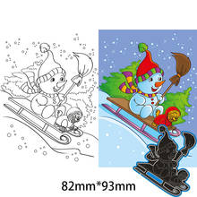 Metal Cutting Dies Snowman sledding New Scrapbook paper decoration template Embossing DIY Paper Card Craft 82*93mm 2024 - buy cheap