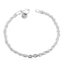 Qualidade superior 4mm corda corrente banhado a prata jóias moda flash torcido pulseira para mulheres presentes de casamento da senhora dos homens bangle 2024 - compre barato