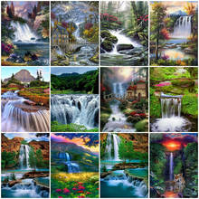 HUACAN Full Square/Round Drill Diamond Painting Waterfall Diamond Embroidery Spring Landscape Handmade Gift 2024 - buy cheap