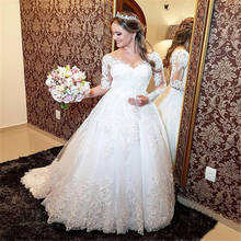 ANGELSBRIDEP V-Neck Long Sleeves Wedding Dresses Vestido De Noiva Fashion Applique Court Train Formal Bohemian Brida 2024 - buy cheap