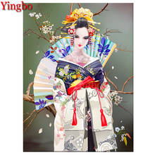 5d pintura diamante apanese kimono mulher mosaico de diamantes perfuração completa quadrado imagens bordadas imagens de strass 2024 - compre barato