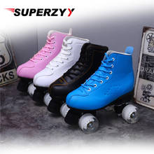 2022 Spring Artificial Leather Roller Skates Double Line Skates Women Men Adult Skate Shoes Patines With White PU 4 Wheels 2024 - buy cheap