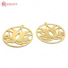 (C401)6 pieces 27x25mm High Quality Gold Color Brass Round Lotus Charms Pendants Findings Accessories  Making Supplies 2024 - buy cheap