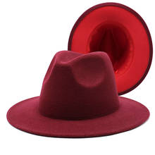 Chapéus de feltro para homens e mulheres, chapéus simples de lã vermelha e vermelha com fivela fina para cinto, chapéu panamá de aba larga 56-60cm 2024 - compre barato