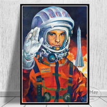 Carteles e impresiones de héroes del espacio Yuri Gagarin, imágenes de pared para sala de estar, pintura de lienzo Vintage, decoración decorativa para el hogar Quadro 2024 - compra barato