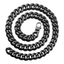 12MM New Fashion Cuban Curb Link Chain Stainless Steel Black Retro Men's Women's Necklace Or Bracelet Christmas Gift 7-40inch 2024 - buy cheap
