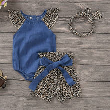 PUDCOCO Newborn Infant Kids Baby Girl Leopard Denim Romper  Pants Headband 3PCS Outfits 0-24M 2024 - buy cheap