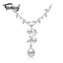 FENASY Wedding Engagement Jewelry Natural Pearl Pendant Necklace Flower Jewelry 925 Sterling Silver Necklace For Women 2024 - buy cheap