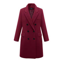Europ and America autumn winter women long woolen coat Plus Size Overcoat Women Warm Solid color Slim Jacket A163 2024 - buy cheap