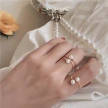 Elegant Simple Retro Pearl Cross Rings Shiny Zircon Delicate Open Rings For Women Girl Finger Ring Party Jewelry Accessories 2024 - buy cheap