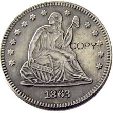 USA 1863 Seated Liberty Quarter Dollars Silver Plated 25 Cents Copy Coin 2024 - buy cheap