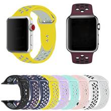 Новый дышащий силиконовый спортивный ремешок для Apple Watch 5 4 3 2 1 42 мм 38 мм, резиновые ремешки для Nike + Iwatch 5 4 3 40 мм 44 мм 2024 - купить недорого