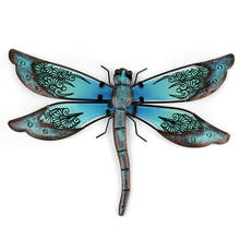 Metal Dragonfly with Glass Wall Artwork for Garden Decoration Animal Outdoor Statues and Sculptures Decoration of yard 2024 - buy cheap