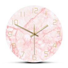Reloj de pared redondo de mármol rosa Natural, silencioso, sin tictac, decoración para sala de estar, arte nórdico, minimalista, de pared silencioso 2024 - compra barato