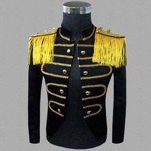 Men`s Jacket Steampunk Victorian Cosplay Costume Male Shoulder Straps and Tassels Jacket Coat Black White For Men Plus Size 3XL 2024 - buy cheap