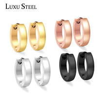 LUXUSTEEL Smooth Gold Color Circle Earring Stainless Steel Hoop Earring Fashion Jewelry For Women/Girl 2024 - buy cheap