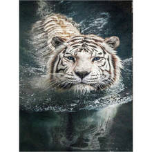 5d diamante bordado lagoa tigre adesivos diy, pintura diamante ponto cruz de broca completa quadrado resina strass padrão de mosaico 2024 - compre barato