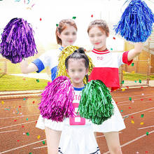 1PC Cheer Dance  Pom Poms Cheerleading Flower Ball for Sport Competition Football Basketball Match Handle Metallic Streamer 2024 - buy cheap