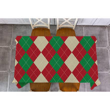 Mantel decorativo de Navidad para mesa de comedor, cubierta de lino con celosía geométrica, árbol de Santa y alce, rectangular y cuadrado 2024 - compra barato